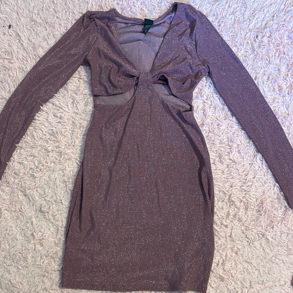 Wild Fable Shimmering Purple Long Sleeve Dress